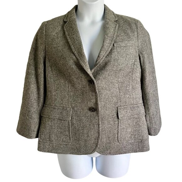 Talbots Gray Wool Blend 2 Button Lined Jacket Blazer Pockets Women's Size - Picture 2 of 11